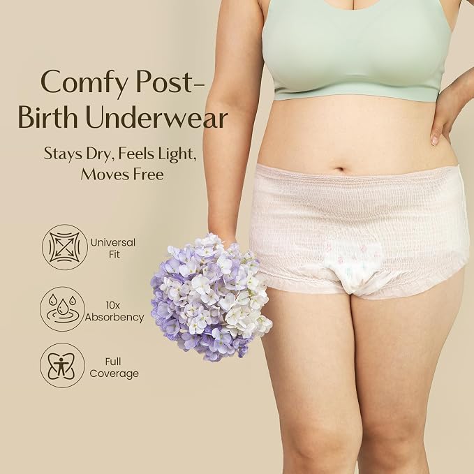 Upgraded Postpartum Recovery Essentials Care Kit for Mom & Baby, Includes Peri Bottle, Soothing Foam, Self-Absorbent Disposable Underwear, Hot&Cold Packs, Soothing Liners, Baby Outfits Set