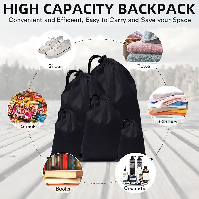 iMucci Upgrade Drawstring Bag Sack Nylon Bag Ditty Bag for Gym Traveling, Hiking, Yoga, Shopping
