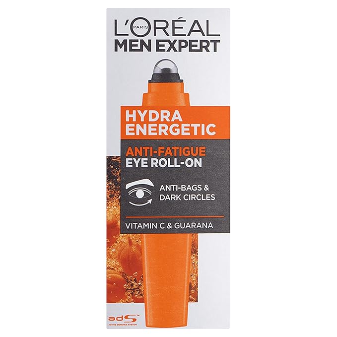 L'Oréal Men Expert Hydra Energetic Eye Roll-On, With Vitamin C*, Anti-Fatigue Formula Reduces Appearance of Dark Circles, [10ml]
