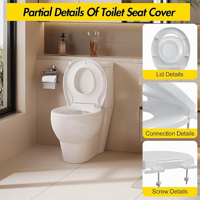Garvee Toilet Seats with Toddler Seat, Round Toilet Seat Cover with Quick-Release Hinges, PP Soft Close Lid, Toddler Toilet Cover for Kids Potty Training, Soft Close Design for Family Use
