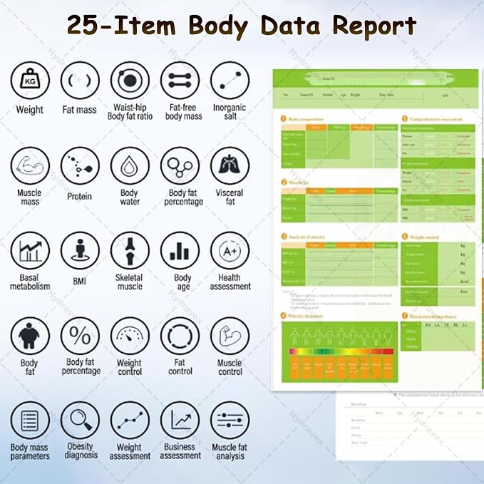 Body Fat Composition Analyzer with Printer, Smart Digital BMI Scale for Gym Clinic Home Use, Large Display Accurate