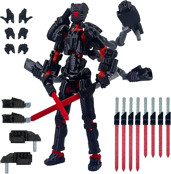 2PCS T13 Action Figure Already Assembled, 3D Printed Multi-Jointed Movable Robot 13 Action Figures Desktop Decorations for Game Lovers Toy, for Collectors Desktop Decorations (Black Green Red)