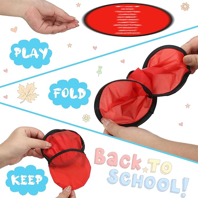 Vercraft 24 Pieces End of Year Gift Inspirational Flying Disc Fans Set Motivational Beach Fun Foldable Hand Fan with Bag for Students Summer Birthday Outdoor Activity Game School Prizes Party, 8 Color
