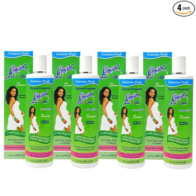Lemisol Plus Feminine Wash, Daily Cleanser, Hypoallergenic, 16 FL Oz Bottles (Pack of 4)