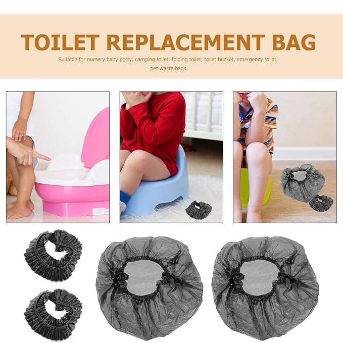 Elastic Potty Liners 100 Pack Disposable Baby Toilet Trash Bags for Travel Portable Plastic Potty Chair Liners Bathroom Training