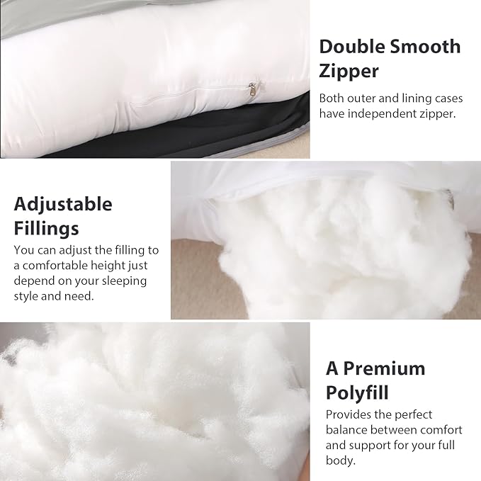 BATTOP Pregnancy Pillows for Sleeping, Full Body Pregnancy Pillow with Removable Cover, Support for Back,Legs,Belly,Hips,57 Inch Maternity Pillow,Pregnancy Must Haves,Body Pillows for Adults
