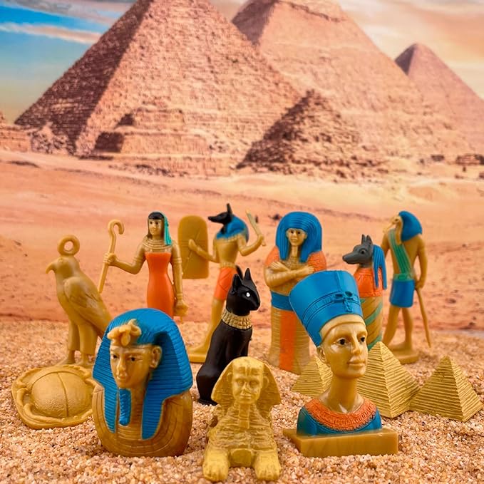 Safari Ltd. Ancient Egypt TOOB - 12 Mini Figurines: Nefertiti, Bastet, King Tut, Isis, Amulet, Mummy, Scarab, Pyramids, Sphinx, Thoth, Anubis & More - Educational Toys Boys, Girls & Kids 3+