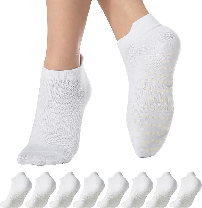 COOLMATE Pilates Socks with Grips for Women, Yoga Socks, Crew Non Slip Women for Barre, Pilates Gifts for Women