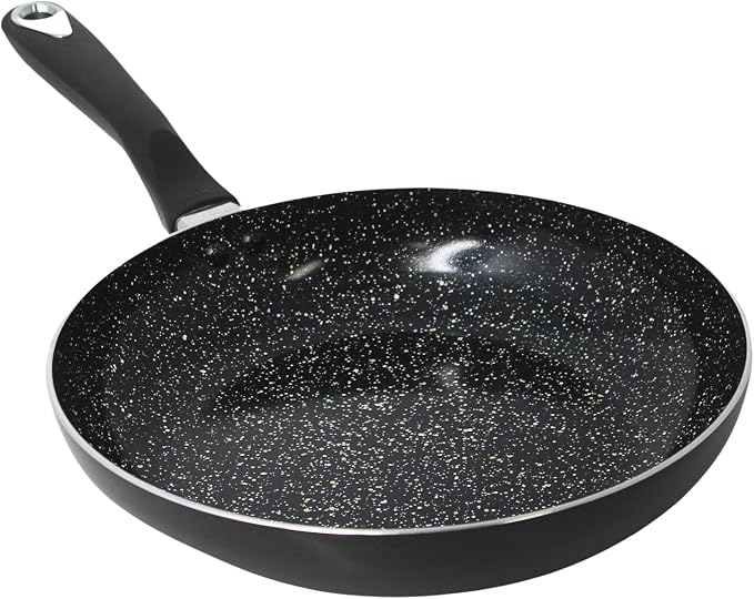 IMUSA 10 Inch Bistro Cera Aluminum Speckled Black Ceramic Fry Pan | Ideal for Frying and Sautéing