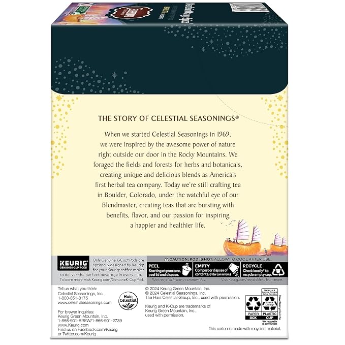 Celestial Seasonings 14735CT Mandarin Orange Spice Herb Tea K-Cups, 96/carton