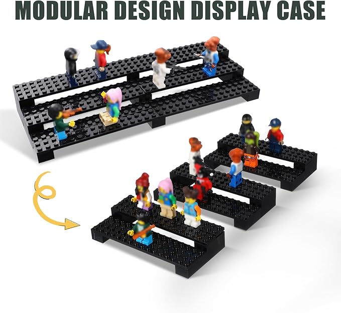 Minifigures Display Stand, for Lego Minifigure Display Case 3-Tier Mini Figure Shelves Compatible Action Figures Legos Lovers Gift, Black