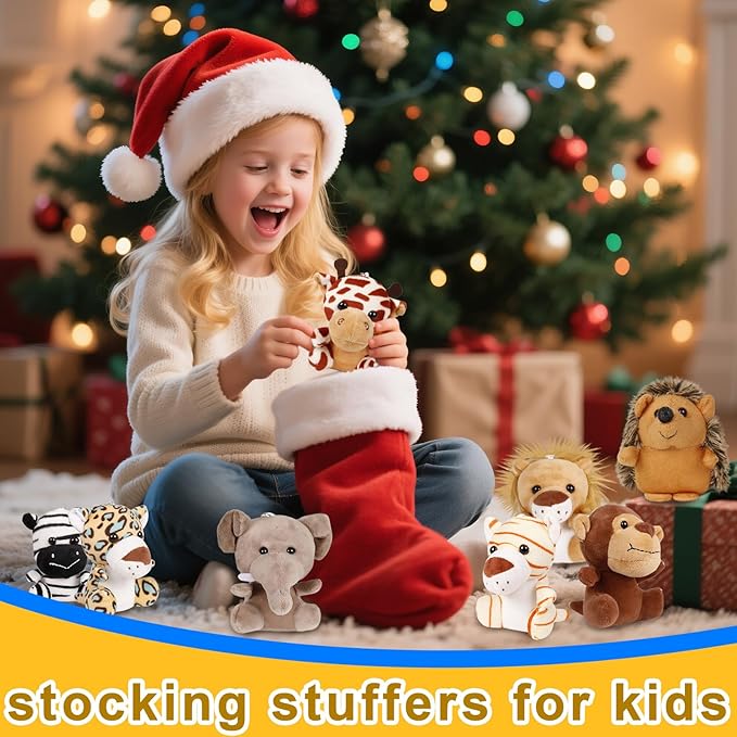 Small Stuffed Animals Bulk, 12 Pack Cute Plushies, 4.5 Inch Mini Plush Toys, Treasure Box Toys for Classroom, Party Favors for Kids, Plush Keychain, Claw Machine Prizes, Stocking Stuffers for Kids