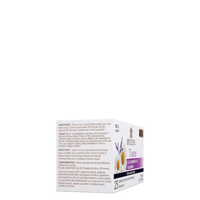 Hyleys Sleep Lavender Blossom Herbal Tea - Nighttime Relaxation Blend, 100% Natural, Caffeine-Free, Sugar-Free, Gluten-Free, Dairy-Free, GMO-Free, Decaf - 25 Tea Bags