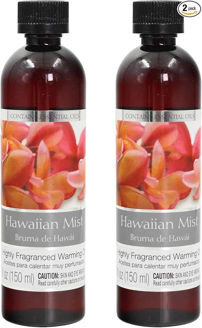 Hosley's Set of 2, 5 oz Tropical Hawaiian Mist Fragrance Warming Oils. Ideal Gift for Weddings, spa, Reiki, Meditation, Bathroom Settings. P1