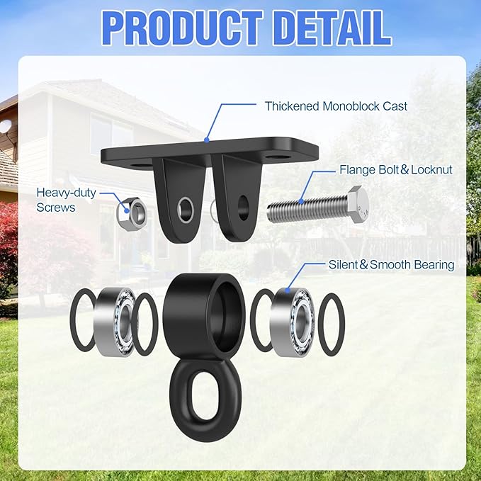 BETOOLL Swing Hangers with Bearing, Heavy Duty Porch Swing Hanging Kit for Outdoor Playground Tree Indoor Ceiling Mount Hardware Brackets Hooks for Yoga Hammock Punching Bag Accessories 4PCS Black