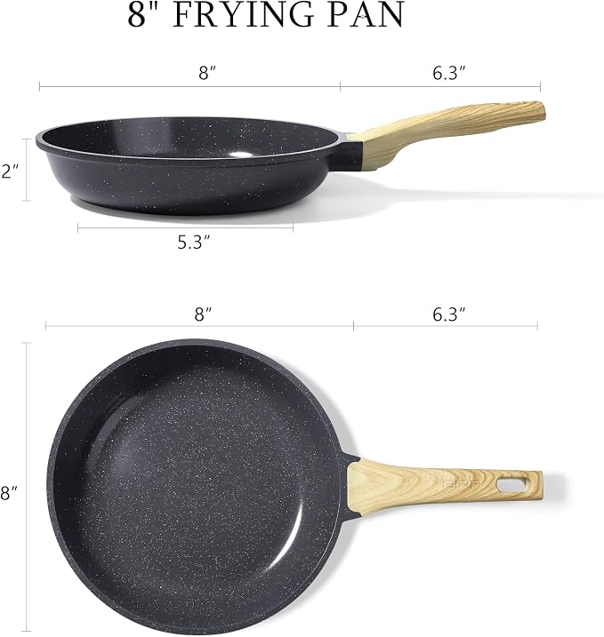 GiPP Non Stick Frying Pan - 8" Nonstick Pan Skillet with Ceramic Coating,Non Toxic Fry Pans for Cooking, Omelette Pan with Stay Cool Handle, Induction Compatible, PFAS/PTFE/PFOA Free (Gray)
