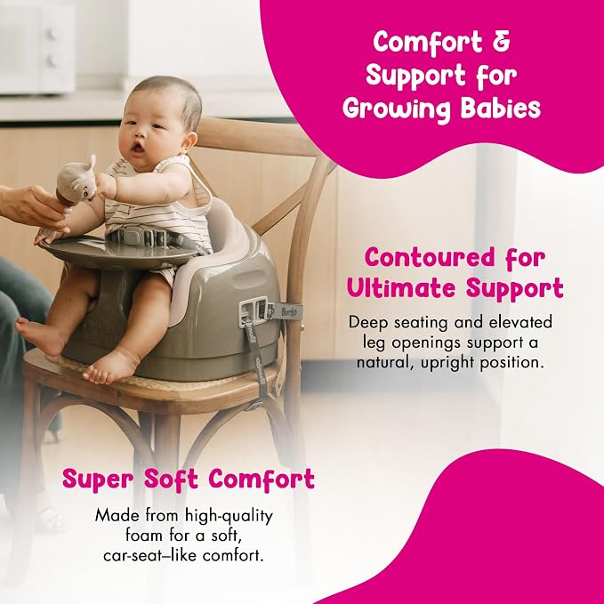 Bumbo 3-in-1 Multi-Seat for 6 to 36 Months, Travel Baby Feeding & Play Floor Seat, All-in-One Portable Booster with Tray & Toddler High Chair, Breige/White Sand