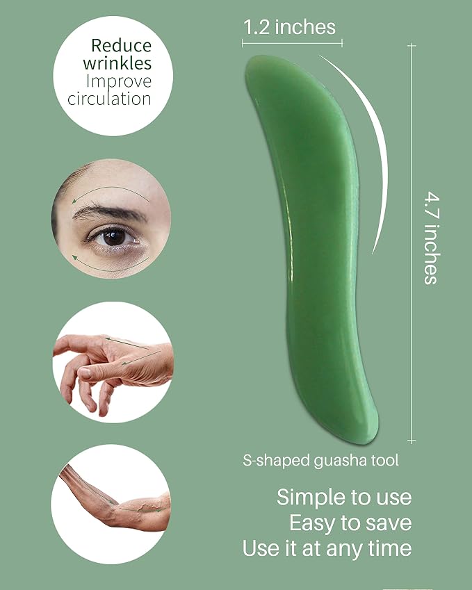 MoHern Gua Sha Massage Tools, 4 Pcs Gua Sha Tools of Multi-Shapes, Guasha Scraping Massage Tools for Face and Body (Dark Green)