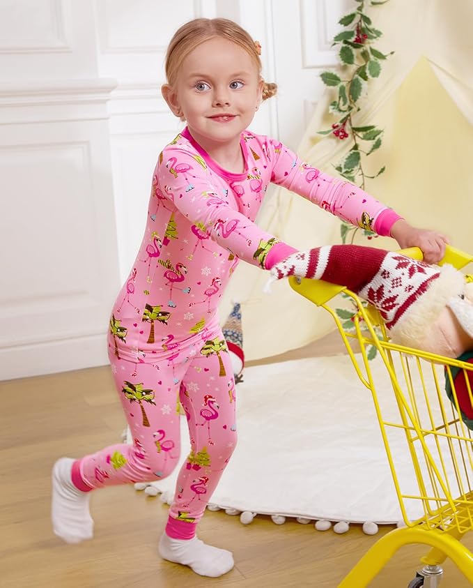 Bamboo Viscose Toddler Girls Kids Pajamas Unicorn Mermaid Pjs Long Sleeve Snug fit 12M-8Y 2pcs Soft Jammies
