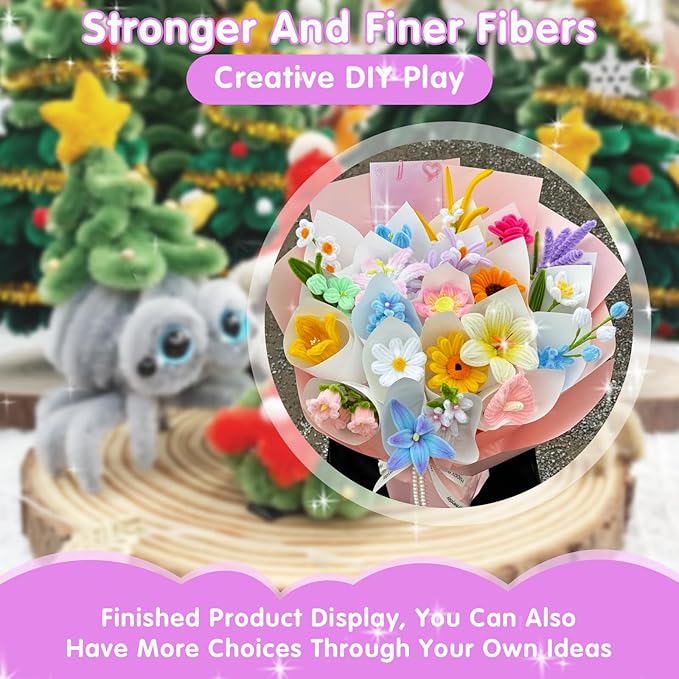 1000 Pcs Halloween Pipe Cleaners Craft-20 Assorted Colors Pipe Cleaners Bulk, Chenille Stems Art Supplies for Projects Creative DIY Room Decor, Art&Craft Christmas DIY Projects