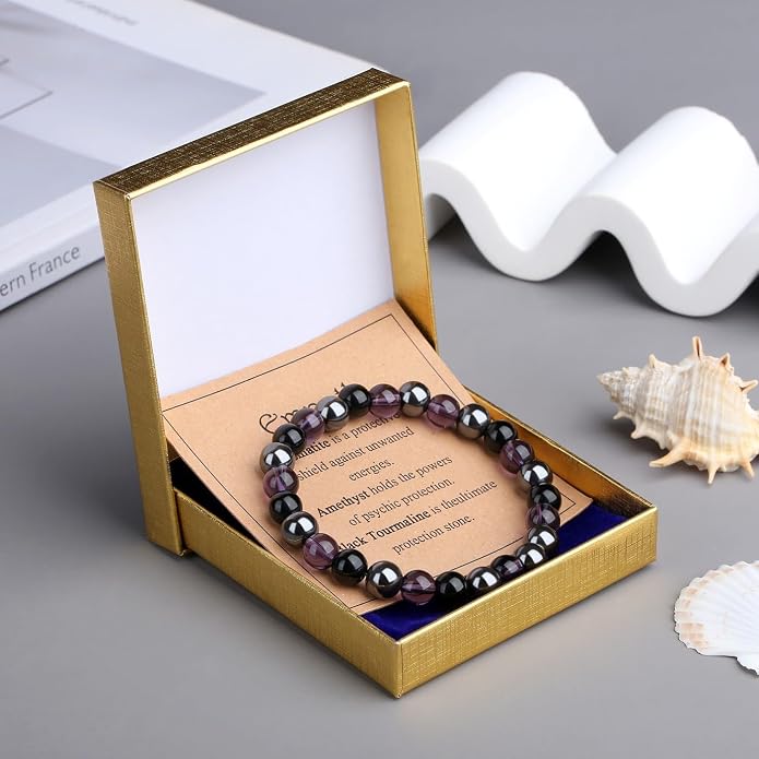 MAIBAOTA Healing Crystal Bracelet for Women Empath Protection & Safe Travel & Anxiety Relief Bracelet - New Beginnings Lucky Charms for Travel/New Job/Next Chapter