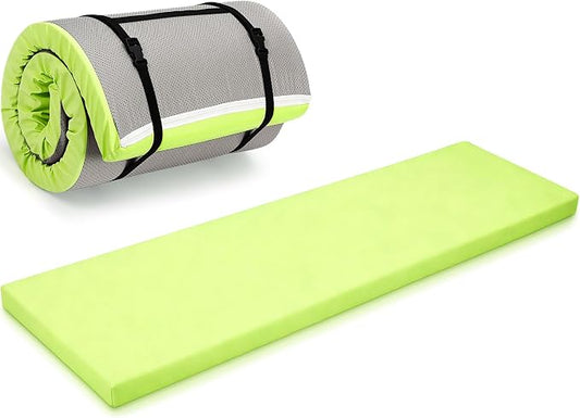 Lyrow 2 Inch 72"x24" Thick Foldable Yoga Mat with Carry Strap, Non-slip Portable Foam Gym Mat for Yoga, Pilates and Stretching