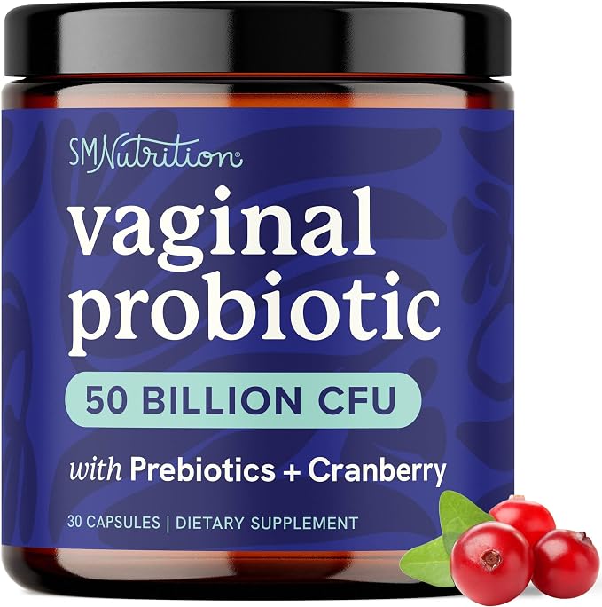 Vaginal Probiotics, 50 Billion CFU, Vaginal Health & pH Balance for Women | Healthy Odor & Yeast Balance, Womens Probiotics and Prebiotics with Cranberry Extract, Vegan and Gluten-Free, 30 Capsules