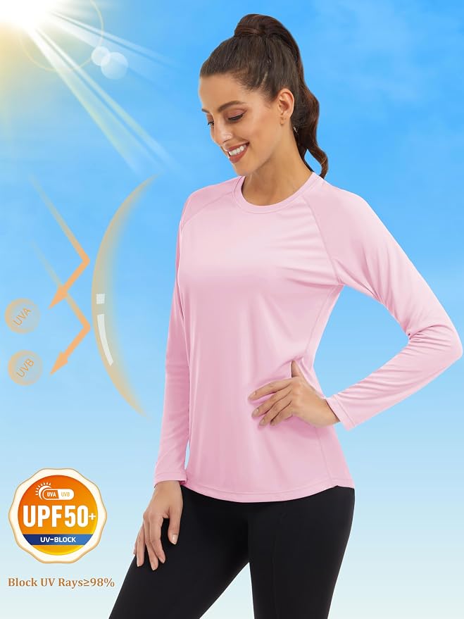 MAGCOMSEN Women's Long Sleeve Shirts UPF 50+ Sun Protection Shirts for Hiking Fishing Workout Rash Guard