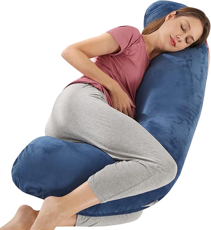 BATTOP Pregnancy Pillows for Sleeping,Body Maternity Pillow with Cooling Washable Cover,Support for Back,Hips,Legs,Belly for Pregnant Women,New Mom Gifts for Women (Dark Blue)