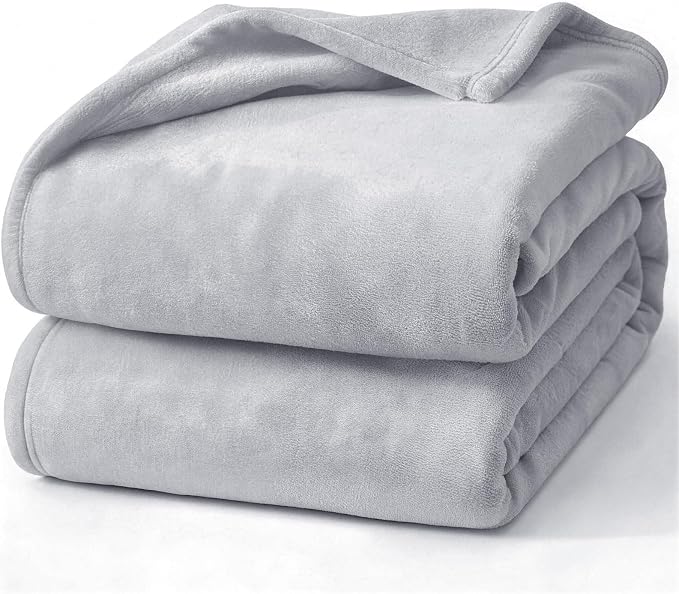 Hansleep Full Light Grey Fleece Blanket, Soft Flannel Bed Blanket | Fuzzy Cozy Blanket 84x90 Inches, Multi-use for Bed, Sofa, Couch, Travel, Camping, All Season Warm Lightweight Cover