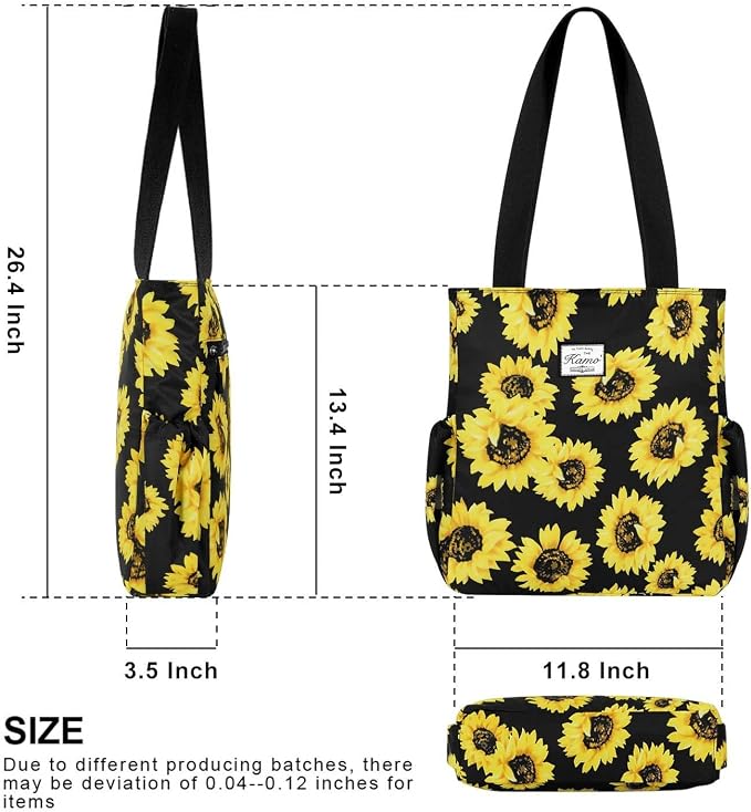 KAMO Floral Tote Bag - Waterproof Lightweight Handbags Travel Shoulder Bag for Hiking Yoga Gym Swimming Travel Beach
