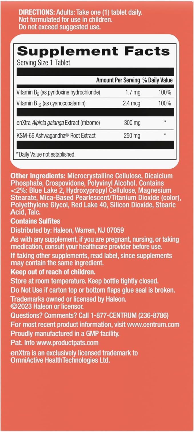 Centrum Clear Mind and Calm Mood Menopause Support Tablets, with Clinically Studied enXtra, 30 Count
