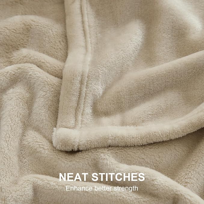 Hansleep Throw XL Taupe Fleece Blanket, Soft Flannel Bed Blanket | Fuzzy Cozy Blanket 50x70 Inches, Multi-use for Bed, Sofa, Couch, Travel, Camping, All Season Warm Lightweight Cover