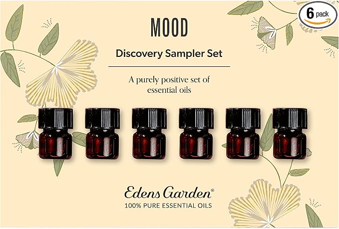 Edens Garden Mood Essential Oils Discovery 6 Set – 100% Pure Therapeutic Grade, Undiluted Aromatherapy for Relaxation, Stress Relief & Wellness – Natural Gift for Diffusers & Home, .92 ml/ 6 Pack