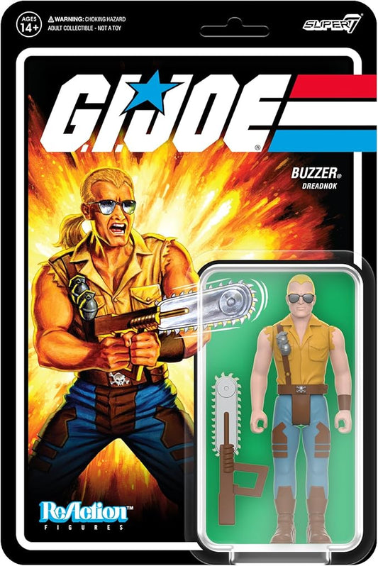 Super7 G.I. Joe Buzzer - 3.75" G.I. Joe Action Figure with Accessory Classic Cartoon Collectibles and Retro Toys