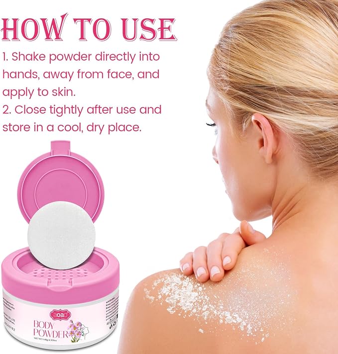 Body Powder for Women, Talc-Free Sweat Powder, Zinc Oxide Protect, Aloe Soothing Comfort, Feminine Essential Dusting Powder with Puff, After Bath Absorption & Anti-Chafe for Neck & Delicate Skin, 5oz