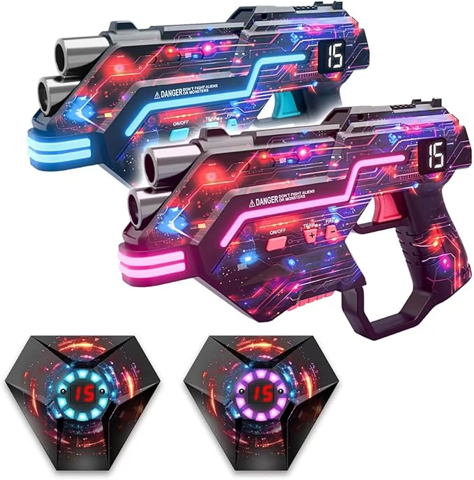 Laser Tag Guns Set of 2: LED Vest Setting | Dynamic Barrel | Fun Ideas Age 8+ Year Old Toys | Lazer Game Teen Boys & Girls Outdoor Activity | Gift for Kids, Teens & Adults