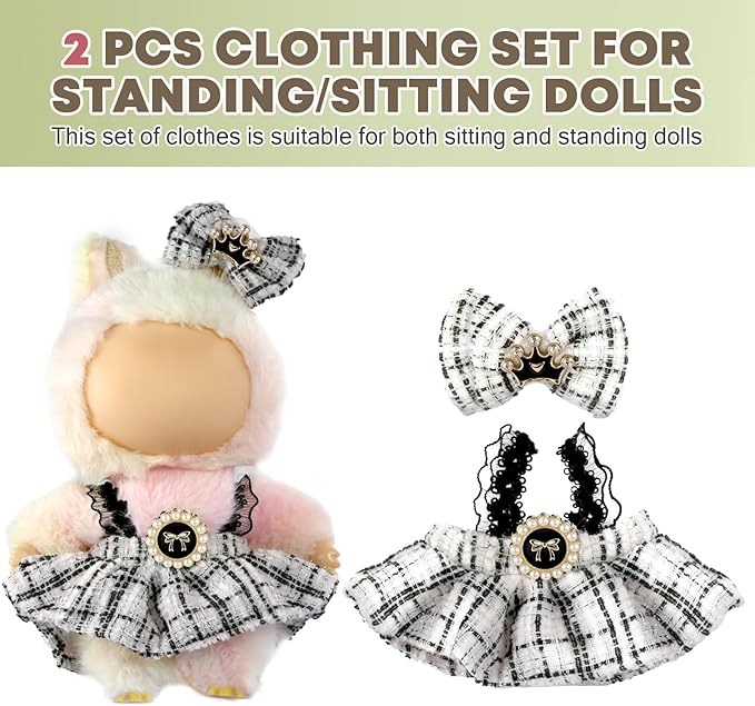Clothes for LABUBU 17cm Doll (NO Doll),Outfit for LABUBU,Clothes Set for LABUBU Dress Up,Accessories for LABUBU