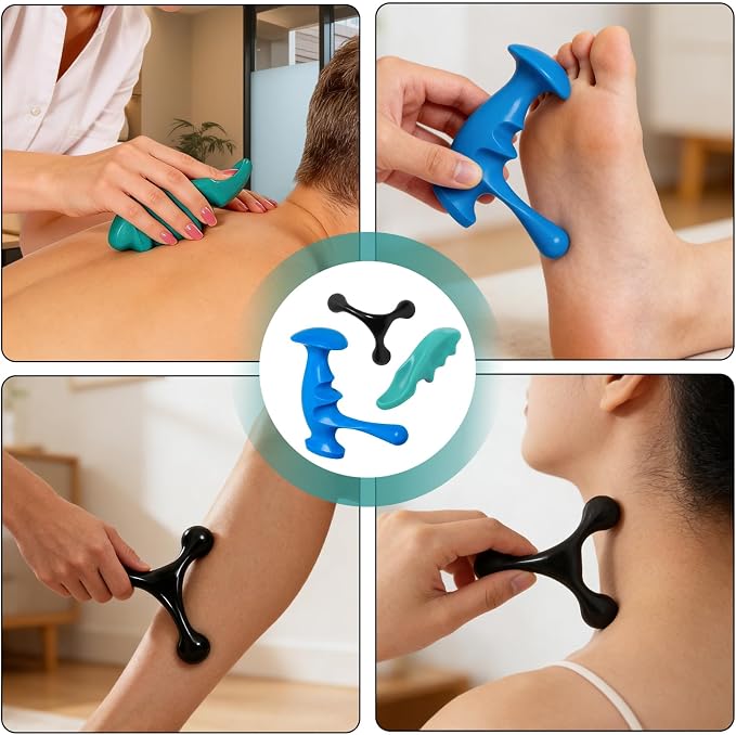 Thumb Saver Massage Tool,Massage Tools,Manual Trigger Point Massage Tool and Thumb Saver for Deep Tissue, 3-in-1 Massage Set with Ergonomic Knobs, Muscle Recovery, Stress Relief & Back Pain