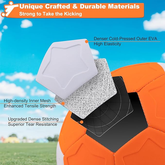 Size 4 Curve Soccer Ball Toy for Kid with Pump & Mesh Bag, Durable & Lightweight, Toddler Swerve Ball for Backyard Game, Indoor Outdoor Play Activity | Birthday Gift for Boy Girl Ages 3+ 4 5 6 7 8-12
