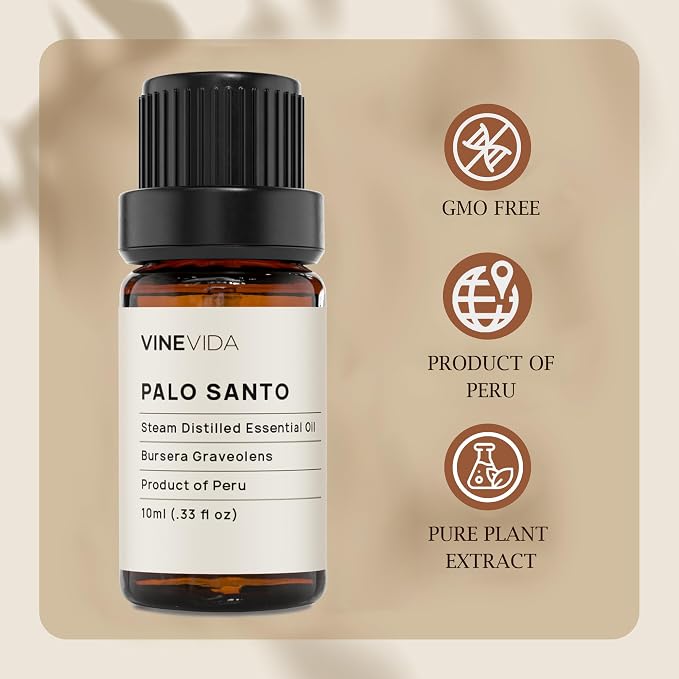 VINEVIDA Palo Santo Essential Oil - Undiluted, 10 mL - DIY Candle Scents