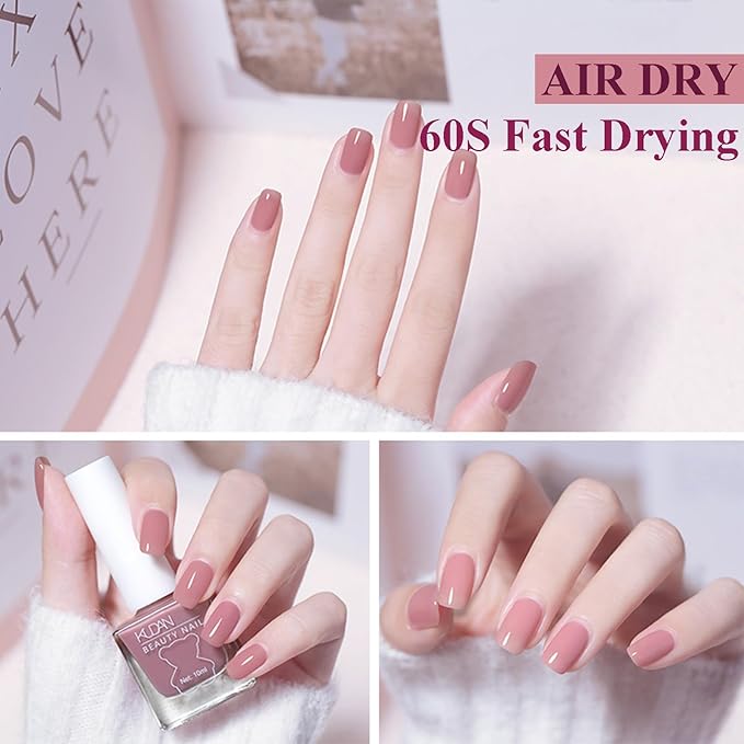 NovaCharm Dark Pink Nail Polish - Air Dry Quick Dry Nail Polish - Long Lasting Nail Varnish - High Glossy Fingernail Polish - Pink Jelly Nail Gel No Need UV Light DIY at Home for Women