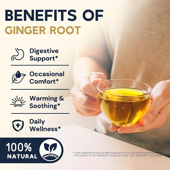 Dried Ginger Root Tea Cut and Sifted 8 oz, | Natural Ginger Pieces for Herbal Tea, Brewing, Cooking and Baking, Warm and Spicy Flavor
