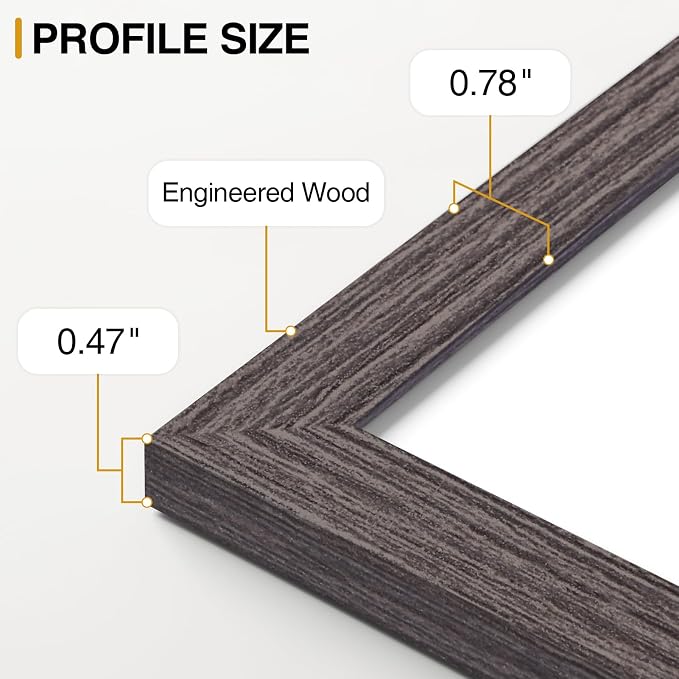 Vittanly 5x7 Picture Frames Set of 9 for Wall & Tabletop Display, Dark Grey | Display Pictures 4x6 with Mat or 5x7 without Mat, Small Photo Frames, Engineered Wood with Shatter Resistant Plexiglass