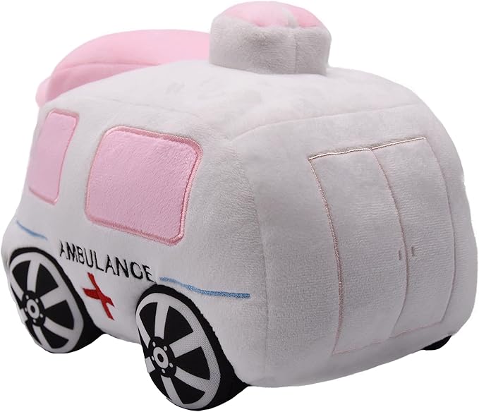 Soft Plush Ambulance Stuffed Car Toy Super Cute White Truck Plushie Excellent Gifts for Kids or Birthday Party 10.6 Inches (Ambulance)