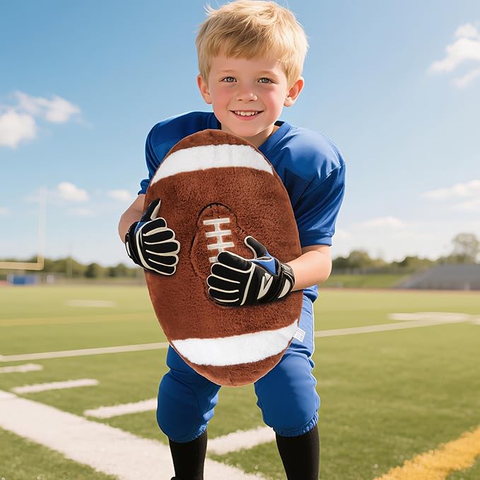 Wepop 18in Fluffy Football Pillow Plush, Soft Football Pillows, Sports Ball Pillow Stuffed Plush Toy Room Decoration and Gifts for Kids, Boys, Girls, Football Fans