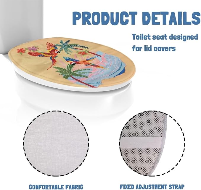 Colorful Bird Toilet Lid Cover, Suitable for Most Round, Long and Oval Toilet Lid Cover, Comfortable and Dustproof, Reusable Toilet Seat Cover