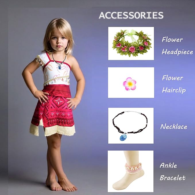 Princess Dress Up Costume for Girls Adventure Ocean Costumes Birthday Party Outfit Playwear Dresses with Accessories