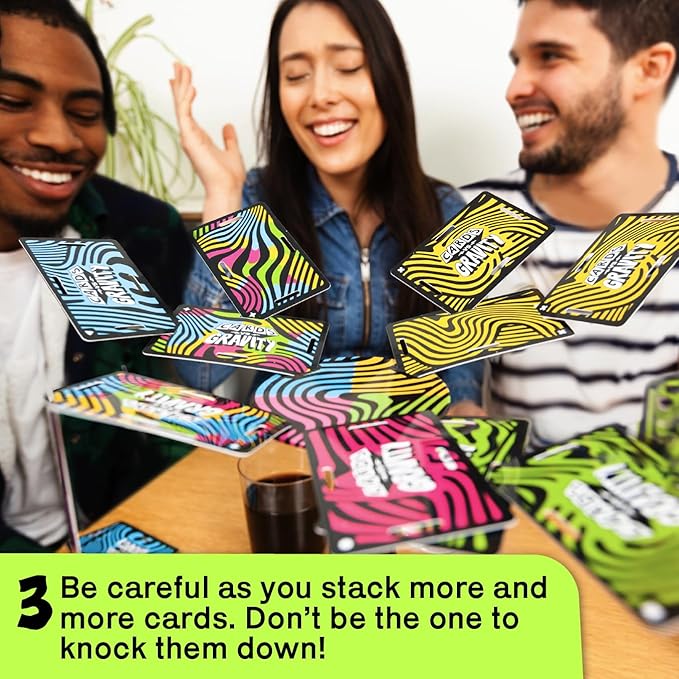 Big Potato Cards vs Gravity Pro: Ultimate Stacking & Balancing Travel Game | Waterproof Card Game for Camping, Vacations & Family Fun | 2-8 Players