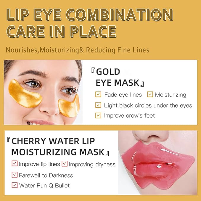Eakroo 30 Pairs Lip and Eye Mask Set, Anti Wrinkle Patches for Lip, Under Eye Mask for Puffy Eyes, Lip Mask Bulk, Face Mask Bulk, Bachelorette Party Favors, Bulk Gifts, Teacher Appreciation Gifts